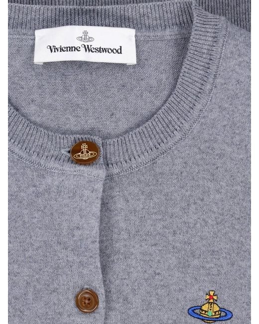Vivienne Westwood Blue Cropped Knit Sweater With Button-Down Front
