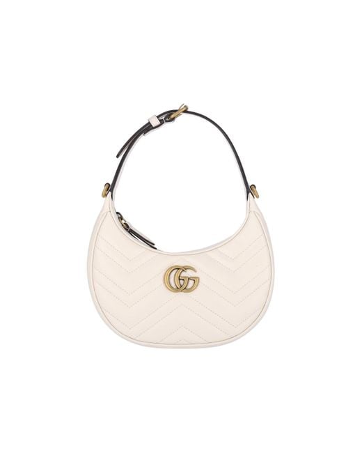 Gucci White 'Gg Marmont' Mini Hobo Bag
