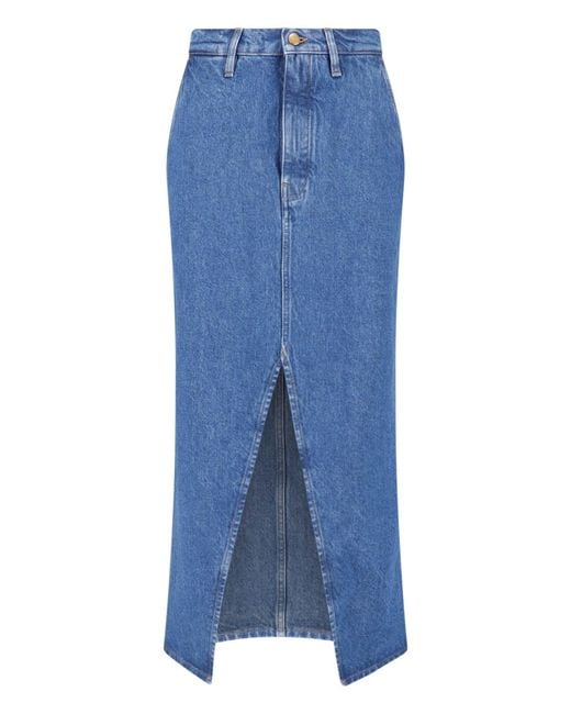 Jil Sander Blue Midi Front Slit Denim Skirt