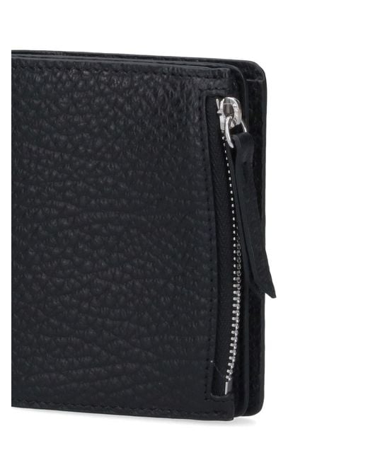 Maison Margiela Black Grained Leather Wallet With Brass & Zinc Hardware