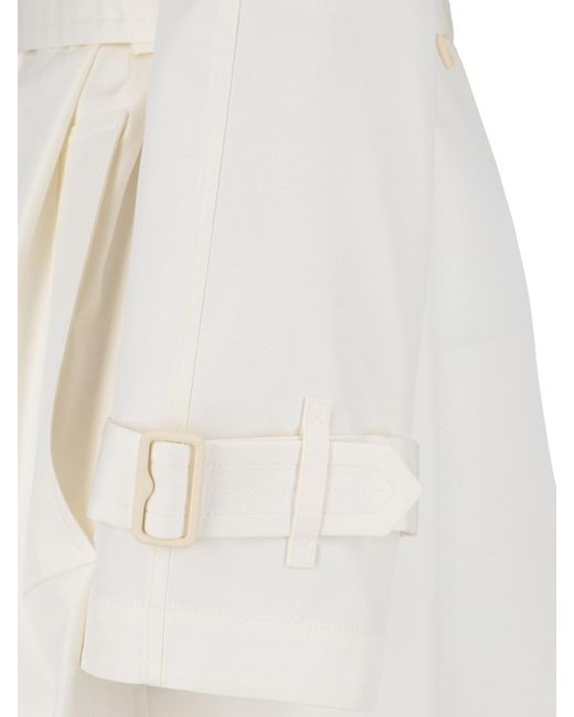Burberry White Silk Midi Trench Coat