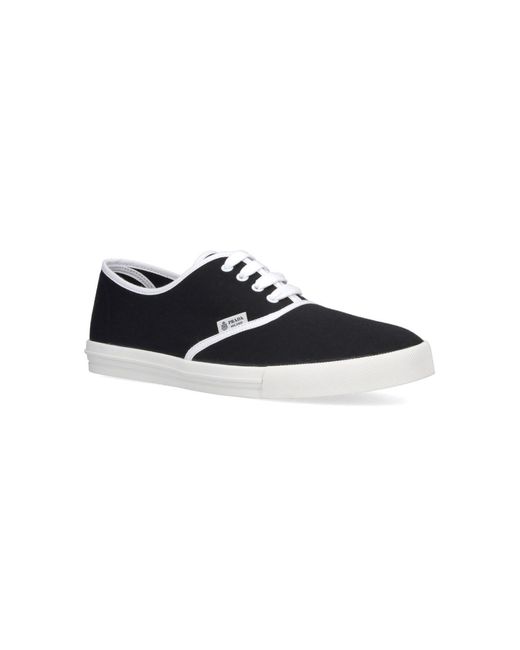 Prada Black Drill Fabric Sneakers for men