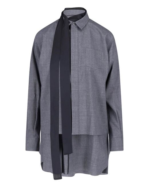 Sacai Gray Mini Shirt Dress
