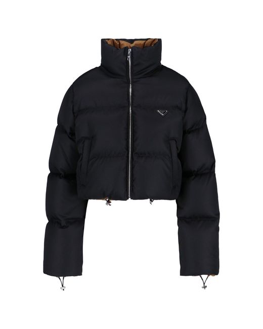Prada Black Re-Nylon Cropped Down Jacket