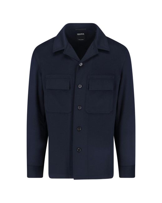 Zegna Blue Alba Shirt Jacket for men