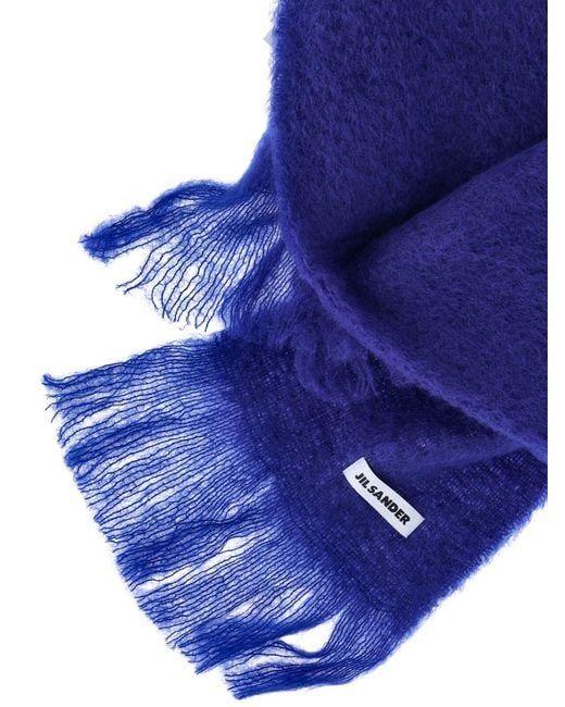 Jil Sander Blue Mohair & Wool Scarf