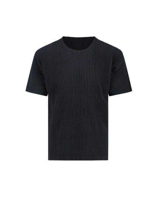HOMME PLISSÉ Black Pleated T-shirt for men