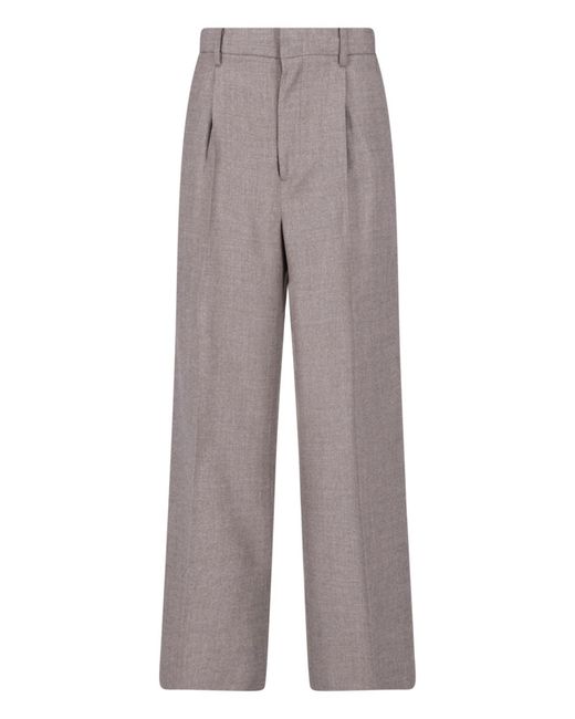 Auralee Gray Tailored Wool Trousers
