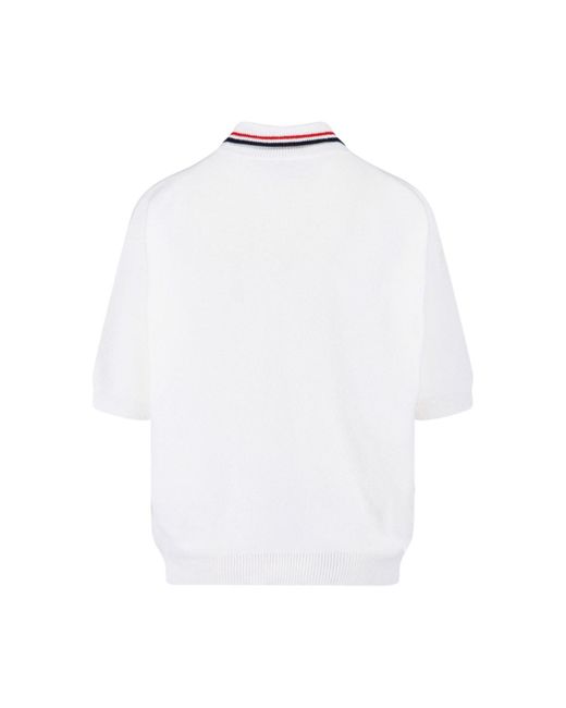 Polo In Maglia Logo di Miu Miu in White