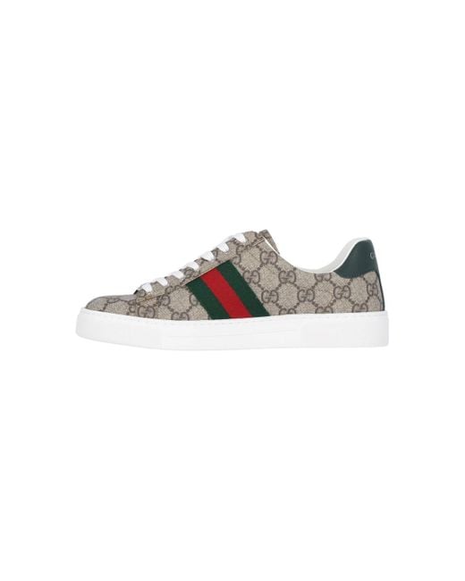 Gucci Natural Ace GG Supreme Canvas & Leather Sneaker