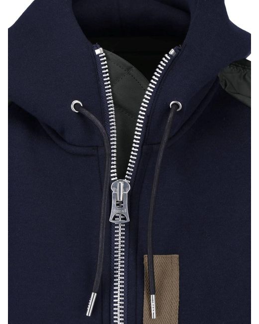 Sacai Blue Hooded Bomber Jacket for men