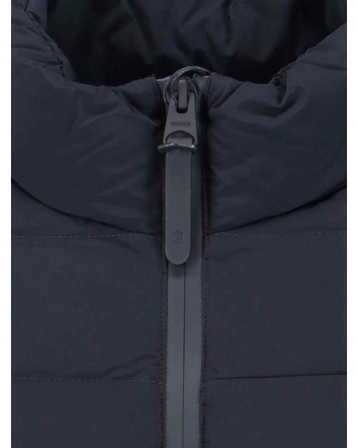Mackage Blue Hybrid Puffer Jacket With Knit Sleeves
