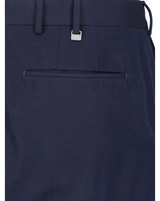 PT Torino Blue Virgin Wool Blend Trousers for men