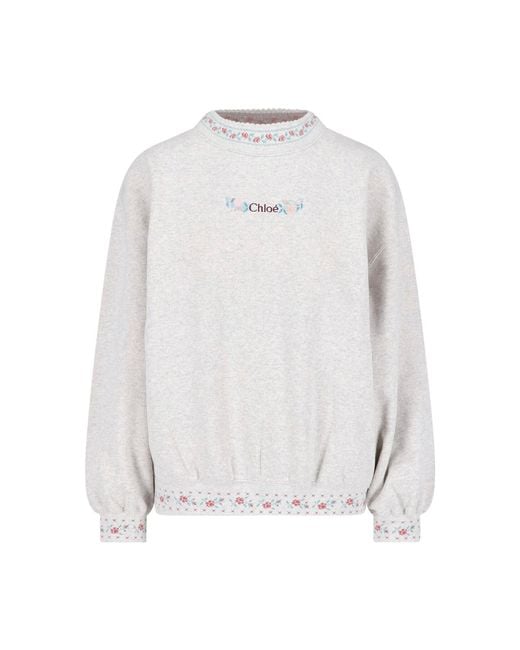 Chloé White Cotton Logo Sweatshirt