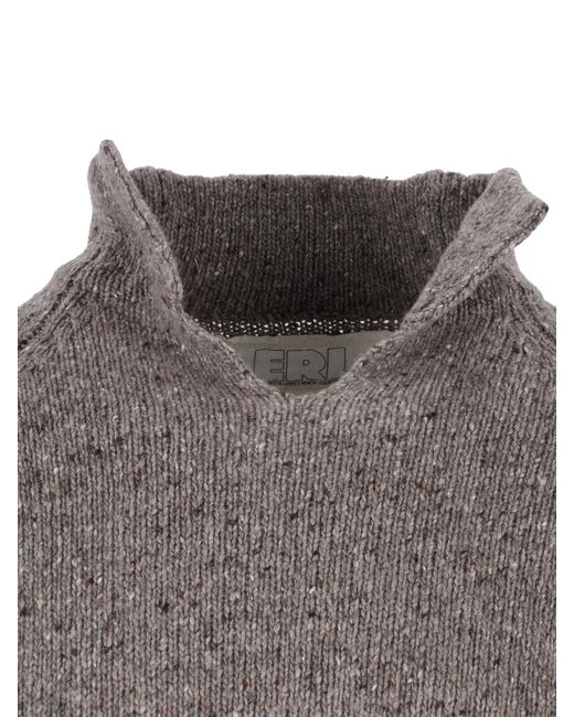 ERL Gray Wool Blend High-Neck Sweater for men