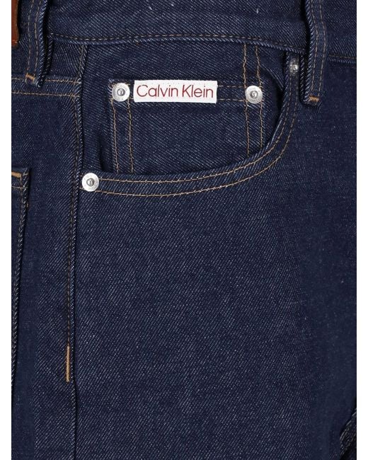 Calvin Klein Blue High-Rise Wide-Leg Jeans