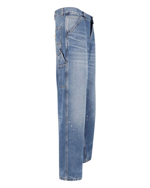 Carhartt Blue Wide Jeans "Single Knee" for men
