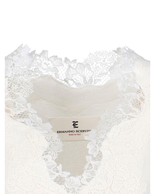 Ermanno Scervino White Lace Detail Blouse