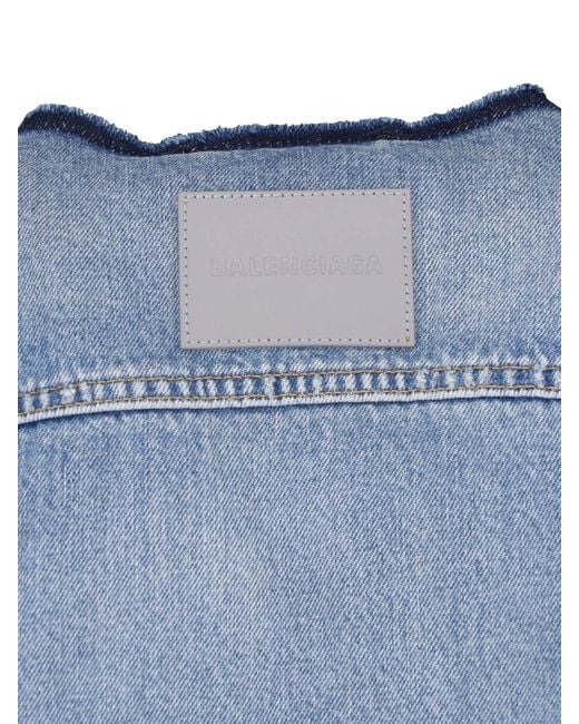 Balenciaga Blue Cowhide-Trim Cotton Jacket