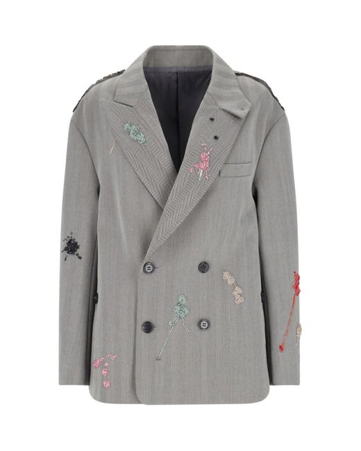 Undercover Gray Double-breasted Embroidery Blazer