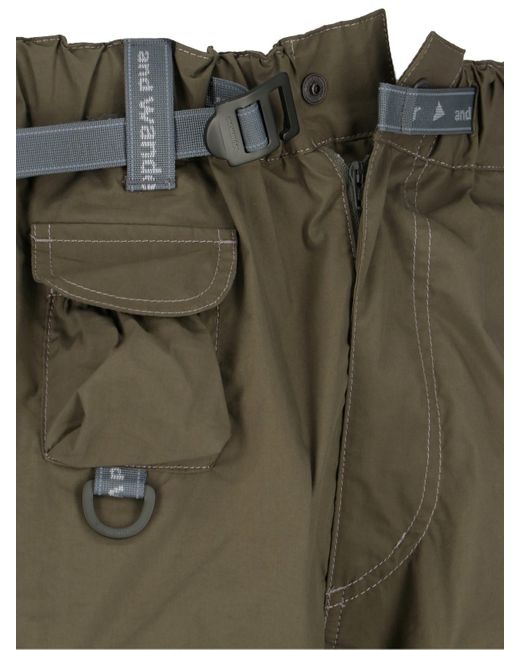 Pantaloncini Cargo Oversize Con Cintura di And Wander in Green da Uomo
