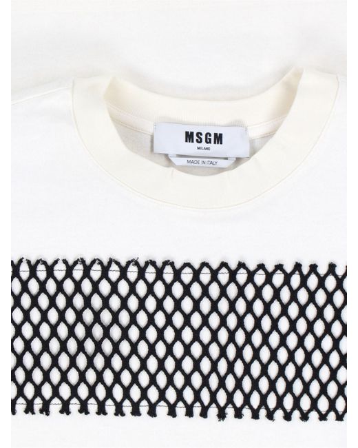 T-Shirt A Righe di MSGM in White da Uomo