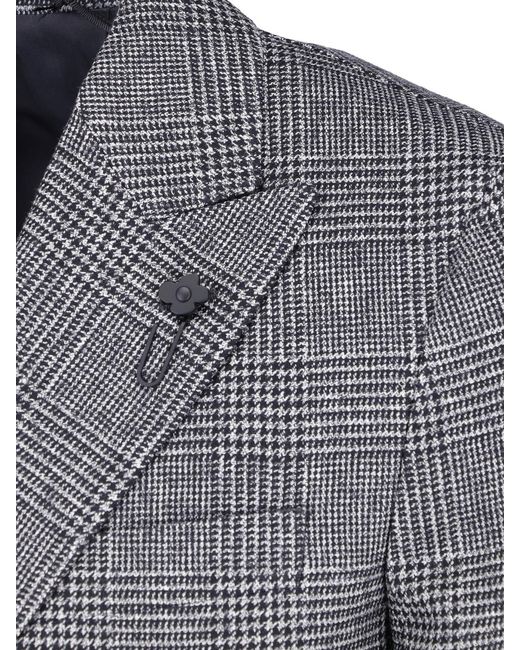 Lardini Gray Double-Breasted Wool Blazer for men