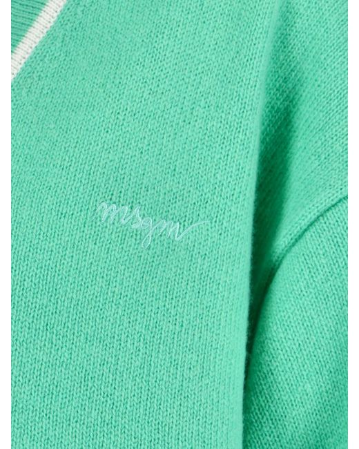 MSGM Green Cropped Cardigan