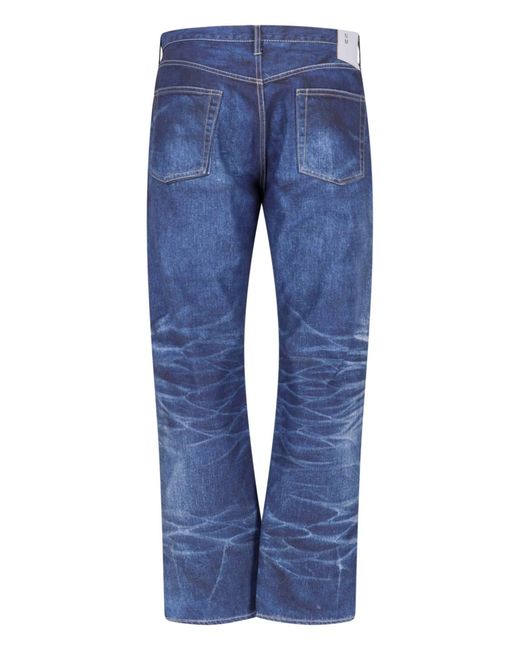 Junya Watanabe Blue Patchwork Distressed Straight Leg Jeans for men
