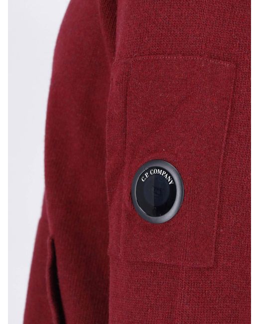 C P Company Red Zip Cardigan for men