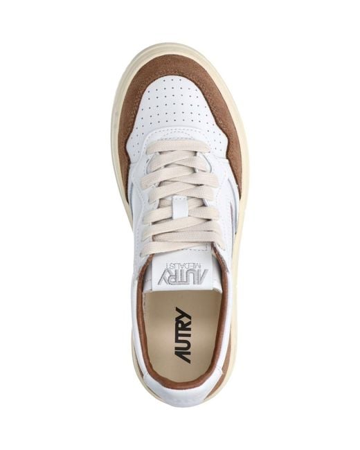 Autry White Low-Top Sneakers With Suede Overlays