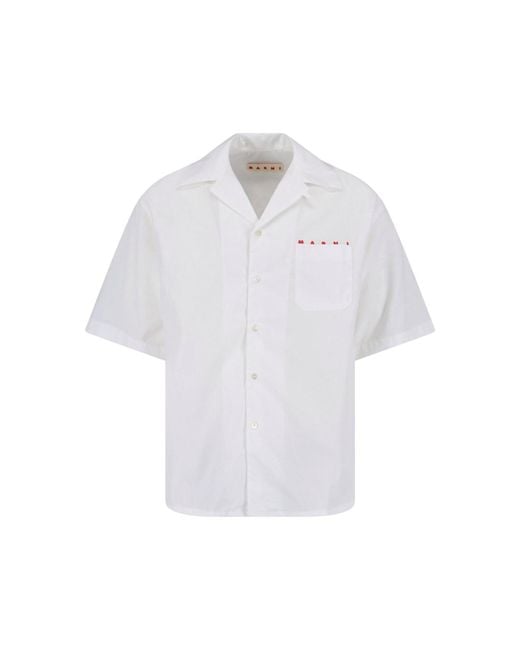 Marni White Crisp Shirt With Pointed Collar for men