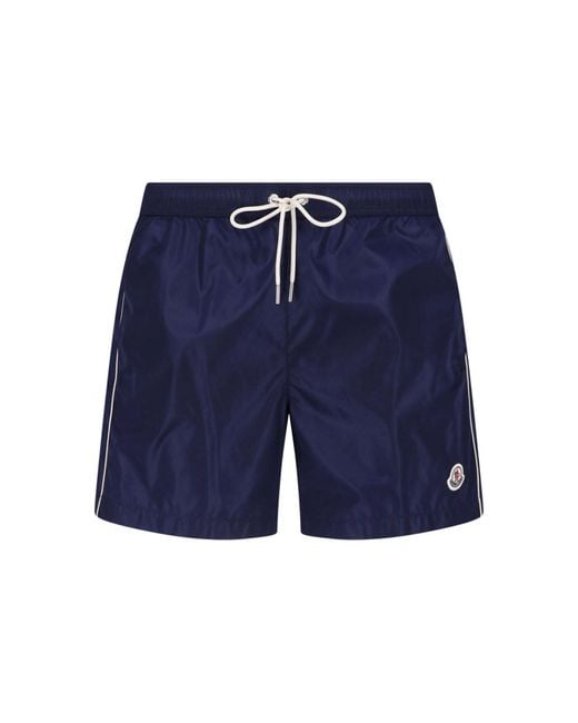 Moncler Blue Beach Shorts Logo for men