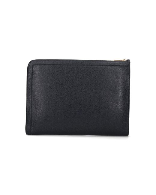 Thom Browne Black Front Logo Briefcase for men
