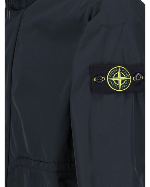 Stone Island Blue Micro Twill Hooded Jacket for men