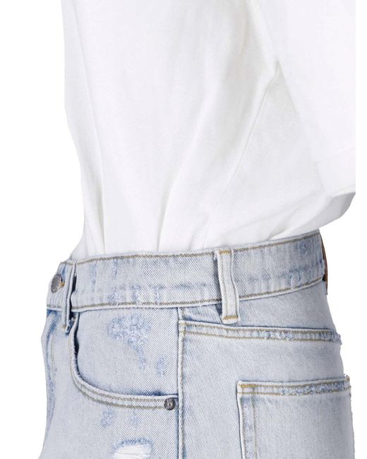 Alexander Wang White Layered Denim And Polo-Style Dress