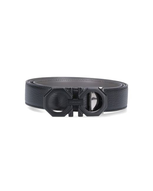 Ferragamo Black Gancini Reversible Belt for men