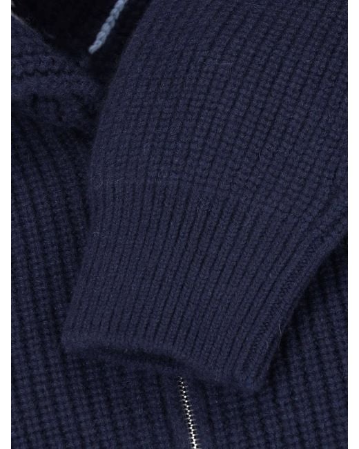 Malo Blue Cashmere Zip Sweater