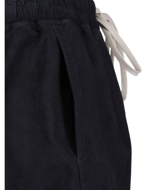 Rick Owens Blue Lambskin Shorts