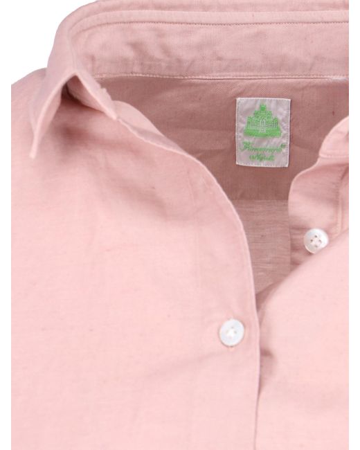 Finamore 1925 Pink Linen Blend Shirt