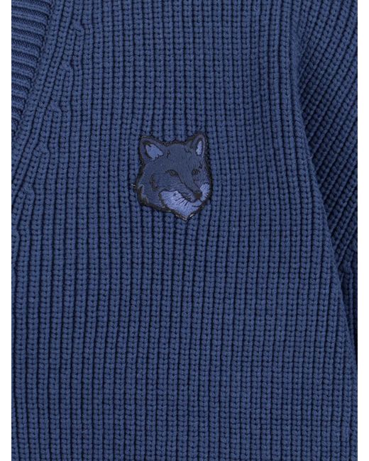 Cardigan "Bold Fox Head" di Maison Kitsuné in Blue da Uomo