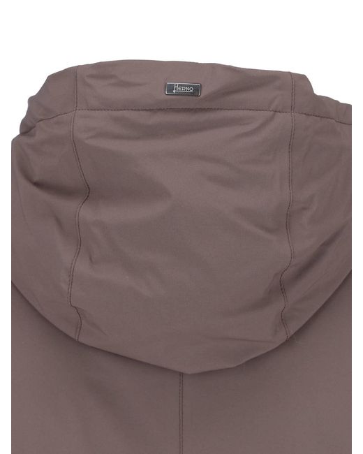 Herno Brown Stretch-Tech Padded Jacket for men