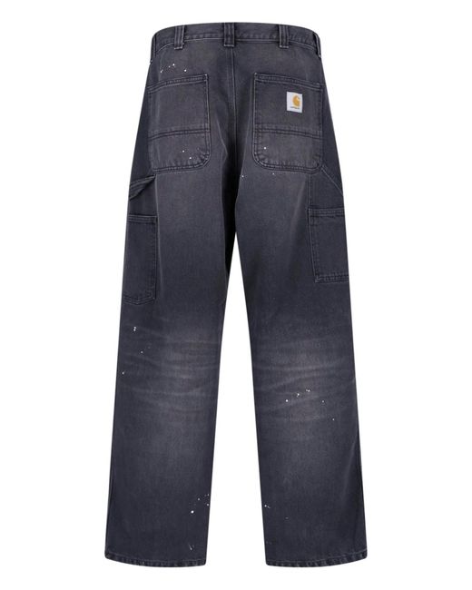 Carhartt Blue Wide Jeans "Single Knee" for men