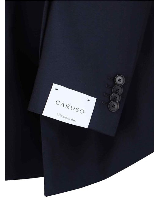 Caruso Blue Double-Breasted Suit for men