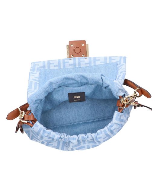 Fendi Blue Medium Shoulder Bag "Mamma Baguette"