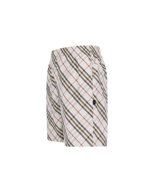 Burberry White Swimsuit “Check” for men