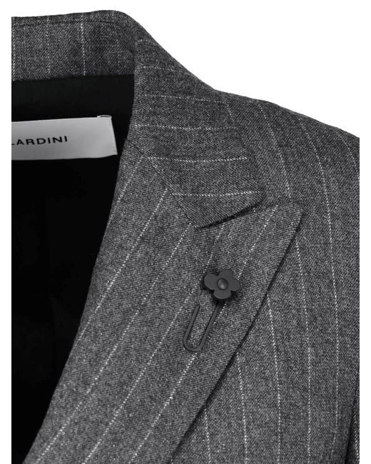 Lardini Black Double-Breasted Virgin Wool Blazer