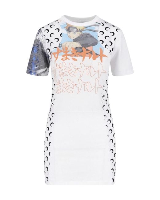 MARINE SERRE White Mini Upcycled Dress