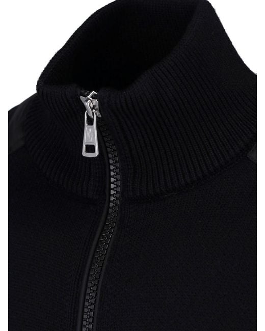 Moncler Black Virgin Wool Cardigan for men