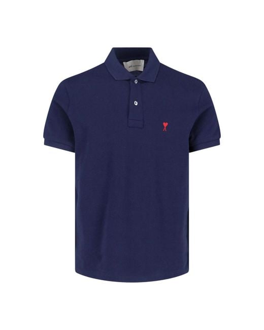 AMI Blue Ami De Caur Polo for men